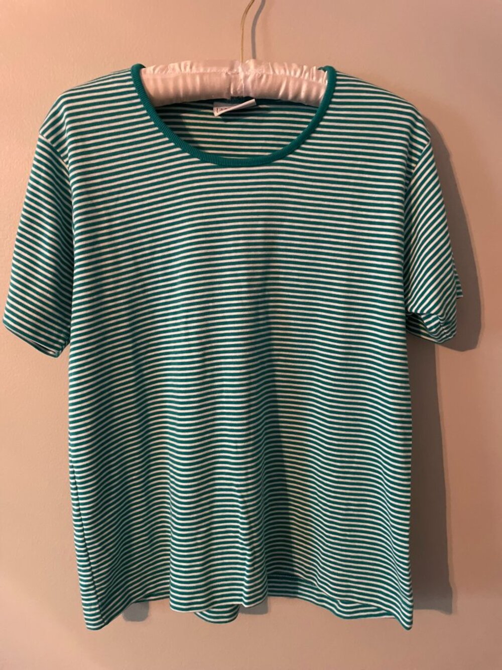Vintage Jantzen Classic Striped Green/White Short Sleeve Shirt